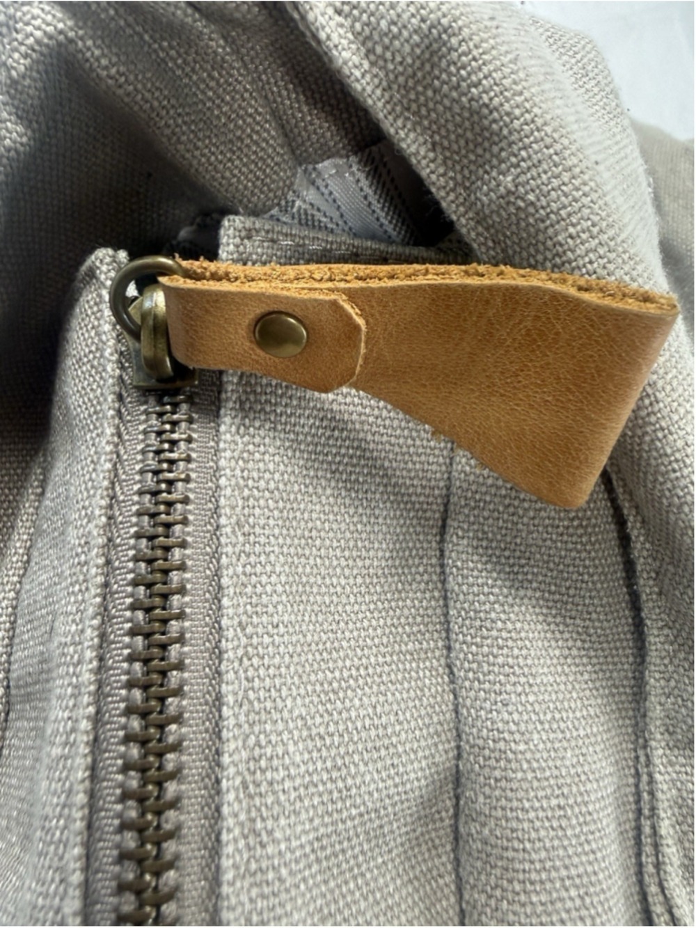 Hearth and Hand With Magnolia Canvas and Leather Tote Bag Khaki - Picture 14 of 16